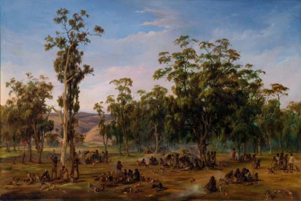 an aboriginal encampment, near the adelaide foothills