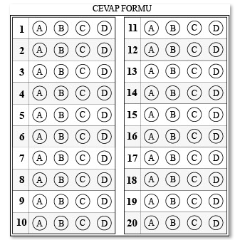 20 li 4şıklı cevap kağıdı ile ilgili görsel sonucu