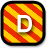 a red and yellow striped icon with a letter \'d\' in the center, indicating a \'development area\' assessment rating