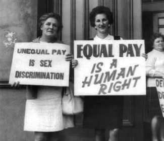 women outside trades hall in melbourne 1969