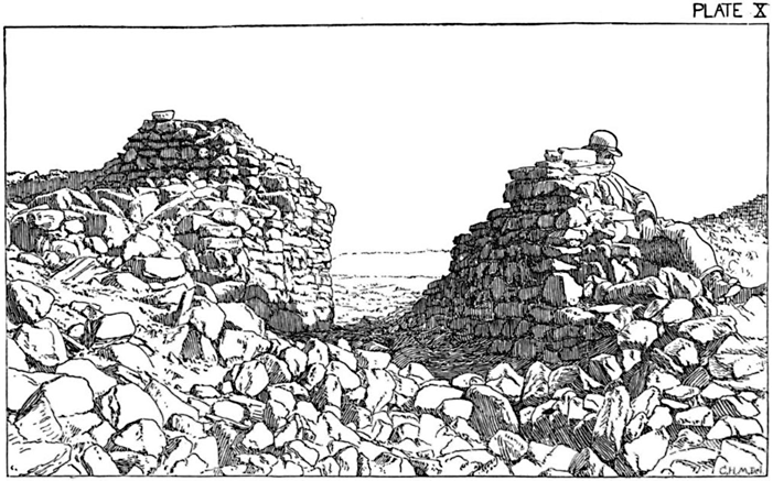 plate x: view of passage g, building a, from the north.