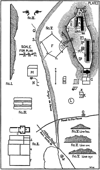 plate i: general plan of ruins of pecos.