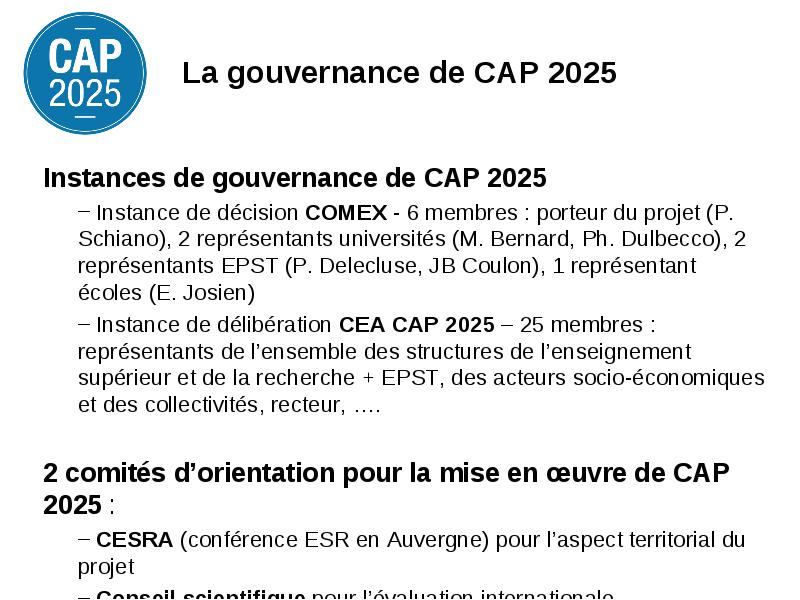 Cap 2025 cap 2025 «Clermont Auvergne project 2025»