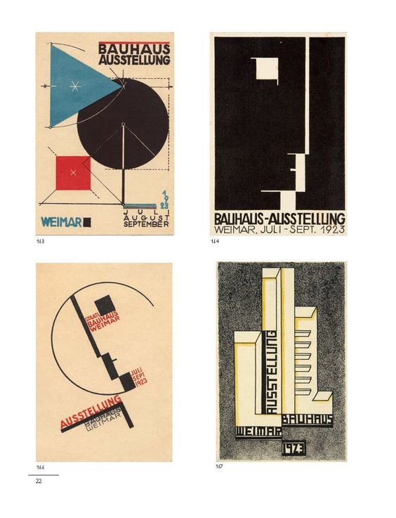 bauhaus-postkarten | bauhaus postcards, 1923 bayer: dreieck, kreis, quadrat. variationen bauhaussignet. molnar: budapest (167)