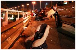 child restraints accident scene