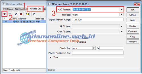 wireless mac filtering dengan mikrotik