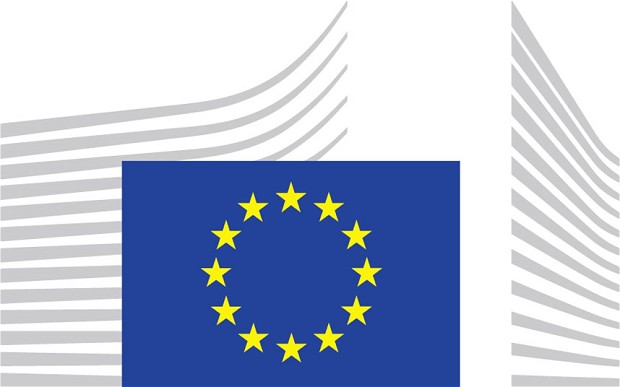 the european commission spent £315,000 to redesign its logo by simply inserting lines representing the outline of the brussels executive\'s hq around the eu flag. 