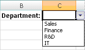 a drop-down list created by using data validation