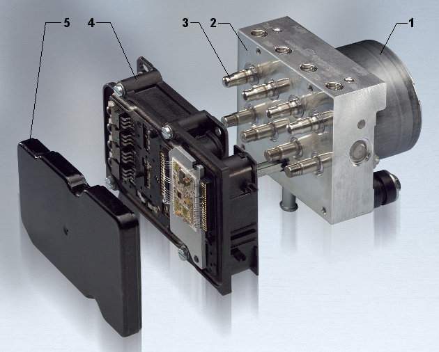 componentele unui modul electro-hidraulic de control pentru abs