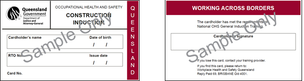 photograph of front and back of sample card queensland