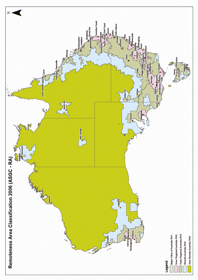 remoteness areas of australia. for more information see doctorconnect.gov.au/locator