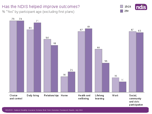 a bar chart setting out the results of the ndis shortform outcomes framework. this summarises the text above.