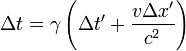 \delta t = \gamma \left(\delta t\' + \frac{v \delta x\'}{c^{2}} \right)