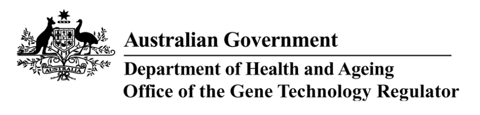 official letter head of the department of health and again, office of the gene technology regulator