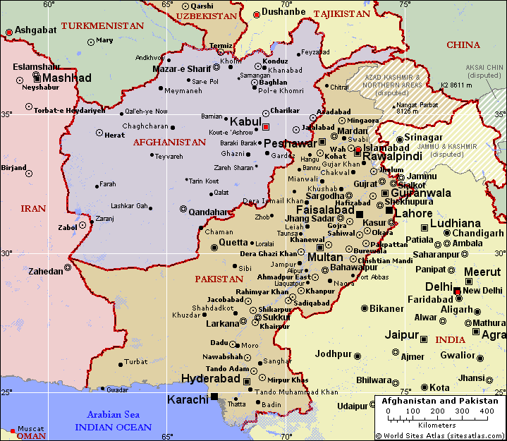 political map of afghanistan and pakistan