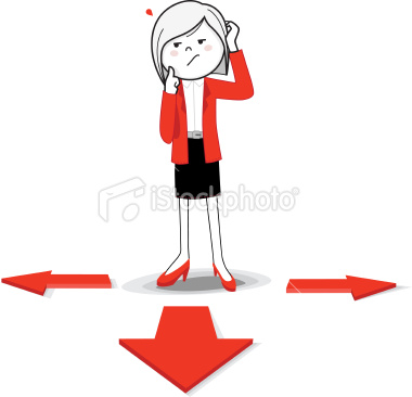 confused woman at crossroads royalty free stock vector art illustration