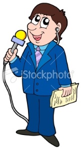 tv reporter with microphone royalty free stock vector art illustration