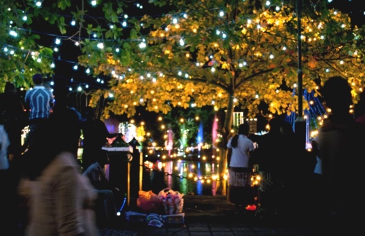 a crowd gathers for the day of the buddha, vesak in colombo.