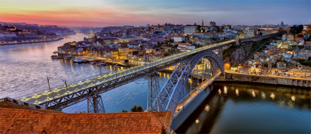 a panoramic long shot of pretty porto!