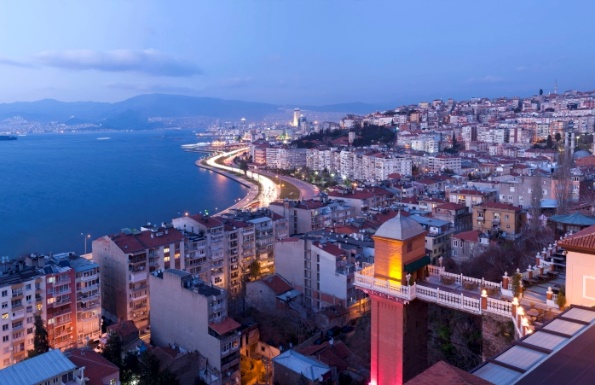 a panoramic view of izmir\'s port.