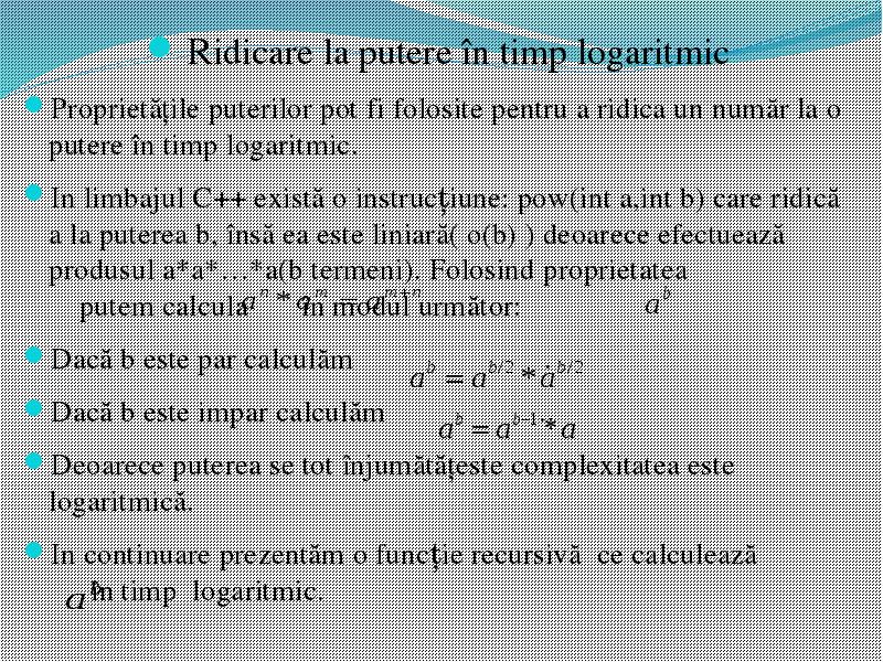 AplicaÅ£ii Ale RidicÄƒrii La Putere In InformaticÄƒ