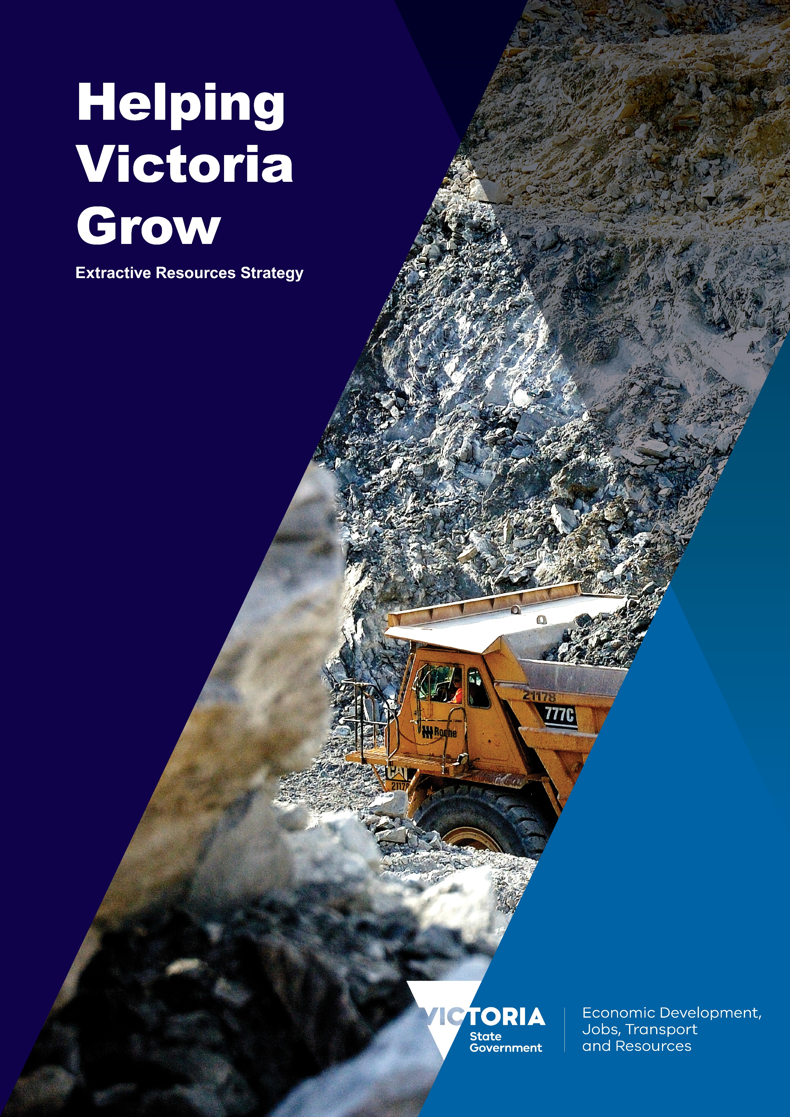 front cover of document, titled helping victoria grow: extractive resources strategy. 